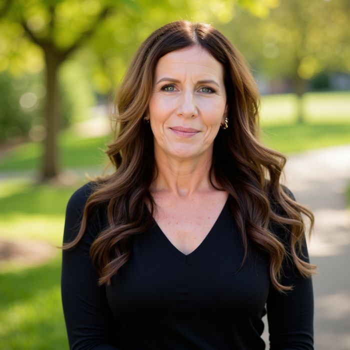 Professional outdoor headshot of Kelly Crowe, LMHC, Licensed Mental Health Counselor and Owner of Pathways of Florida.