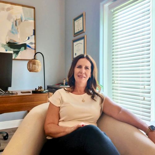 Kelly Crowe, LMHC | Compassionate Mental Health Counseling Kelly Crowe, Licensed Mental Health Counselor, in her welcoming counseling office at Pathways of Florida in St. Petersburg, FL.